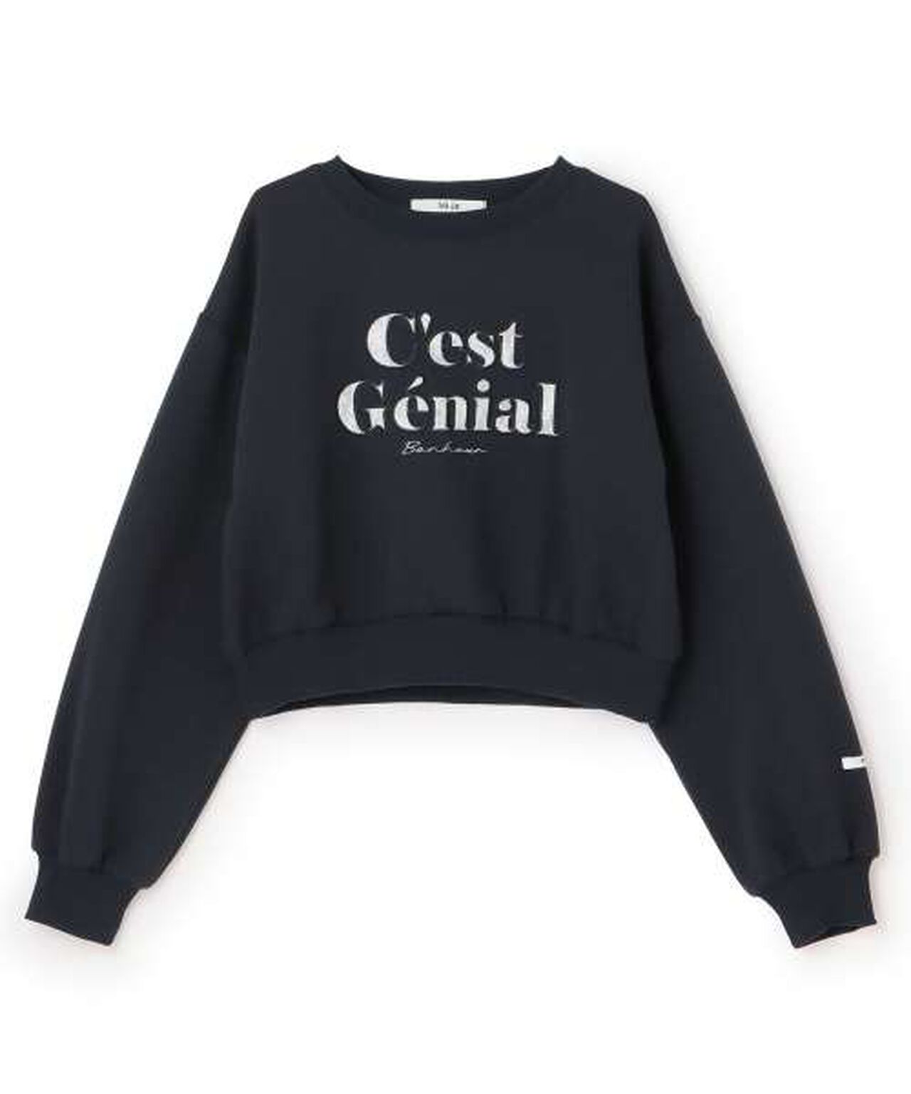 Lace Logo Sweatshirt [Korean Fashion],Navy, large image number 3