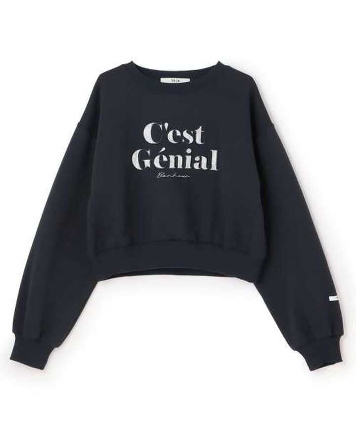 Lace Logo Sweatshirt [Korean Fashion],Navy, medium image number 3