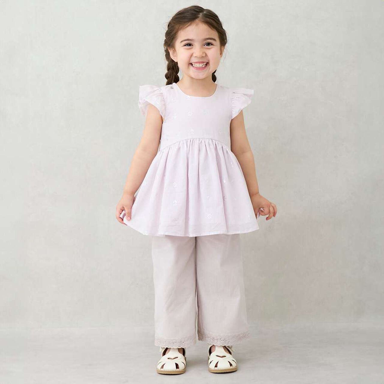 [Link] Side Lace Wide Pants (Kids),Pearl white, large image number 0