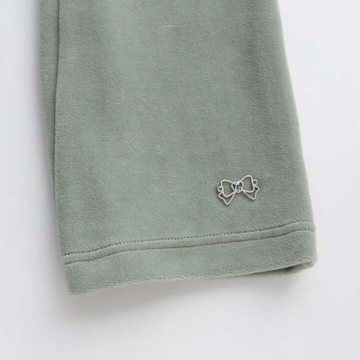 Plush Velour Coordinatable Setup Flared Pants with Skirt,Emerald green, medium image number 9