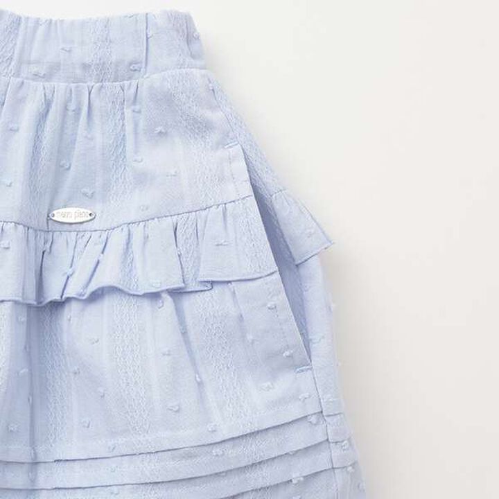 Cotton Tiered Skirt,Sax blue, medium image number 5