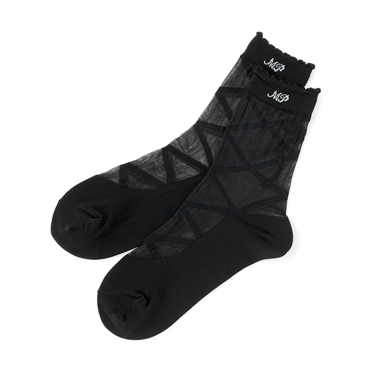 Sheer Lace-Up Socks,Off white, large image number 6