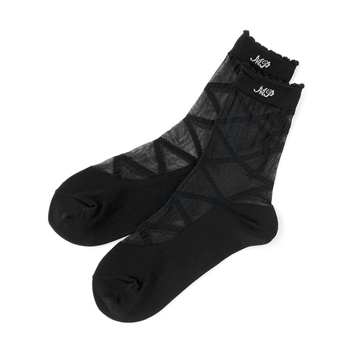Sheer Lace-Up Socks,Off white, medium image number 6