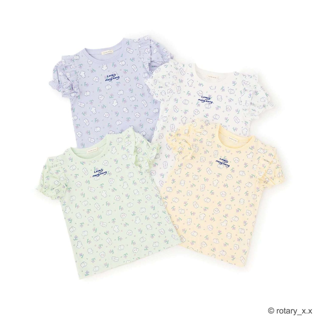 100% Cotton Lovely Monmon Quick-Dry UV Puff Sleeve All-Over Print T-Shirt,Yellow green, large image number 11