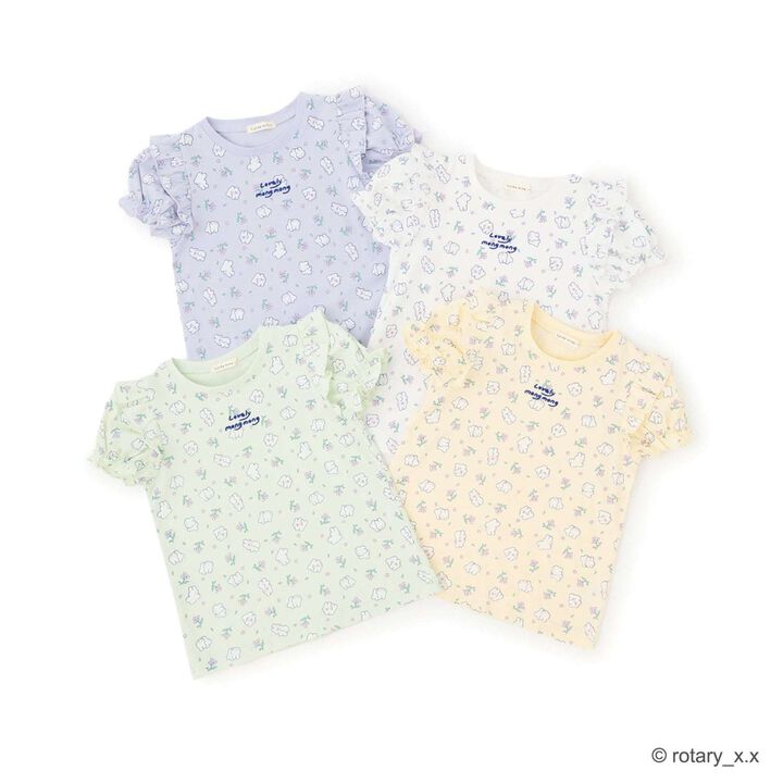 100% Cotton Lovely Monmon Quick-Dry UV Puff Sleeve All-Over Print T-Shirt,Yellow green, medium image number 11