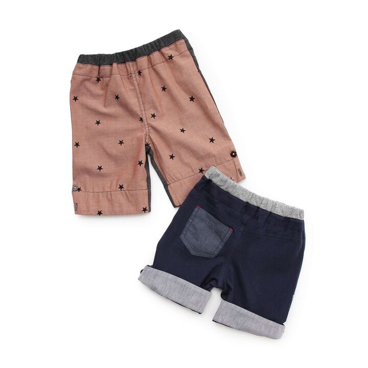 Star Pattern Denim Half Pants,Navy, medium image number 6