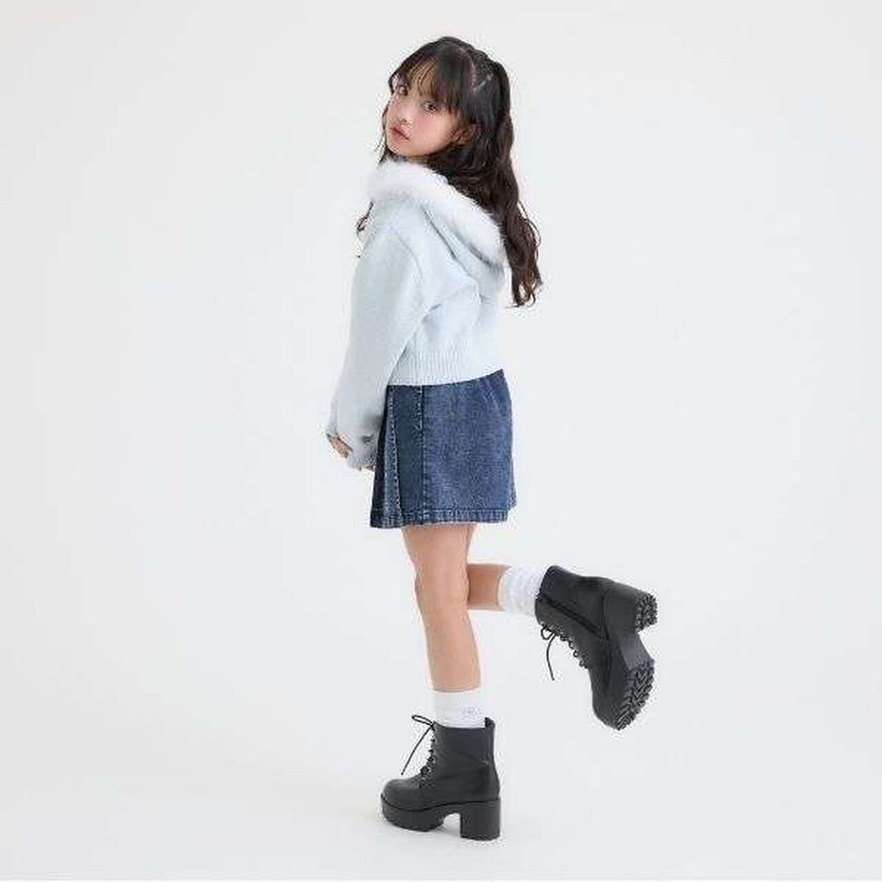 [Washable] Plush Knit Fur Zip Parka,Light pink, large image number 7