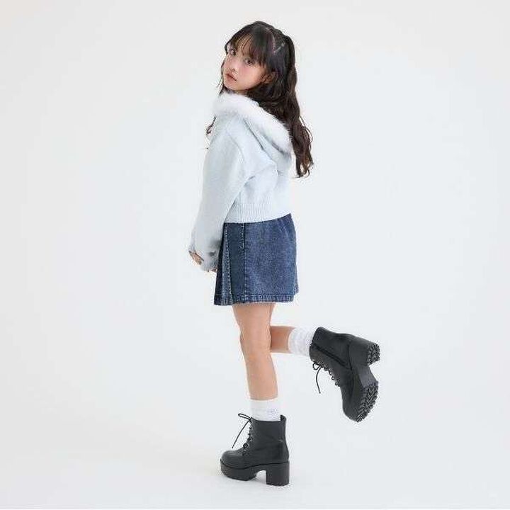 [Washable] Plush Knit Fur Zip Parka,Light pink, medium image number 7