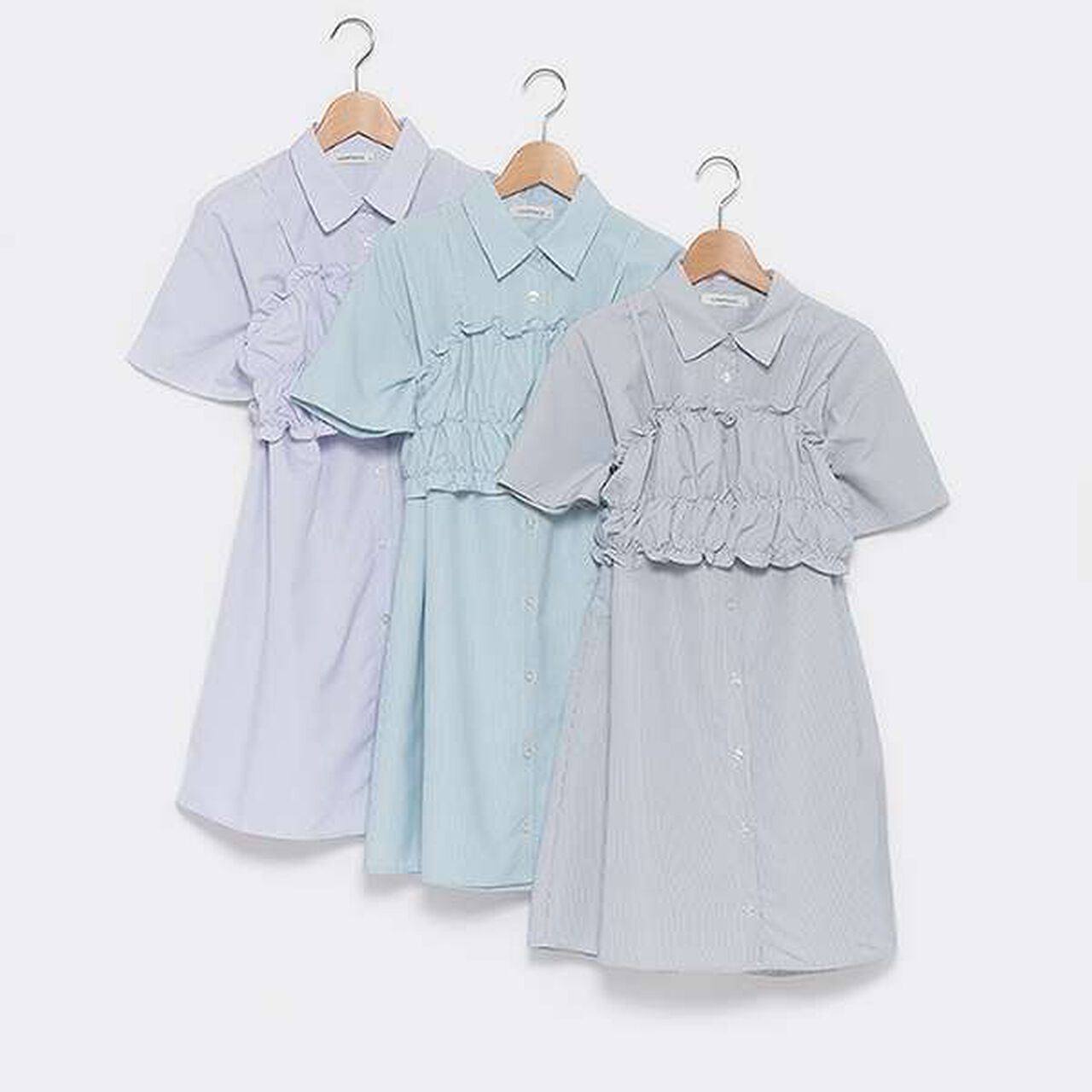 Shirt One-Piece Dress with Bustier,Blue, large image number 13