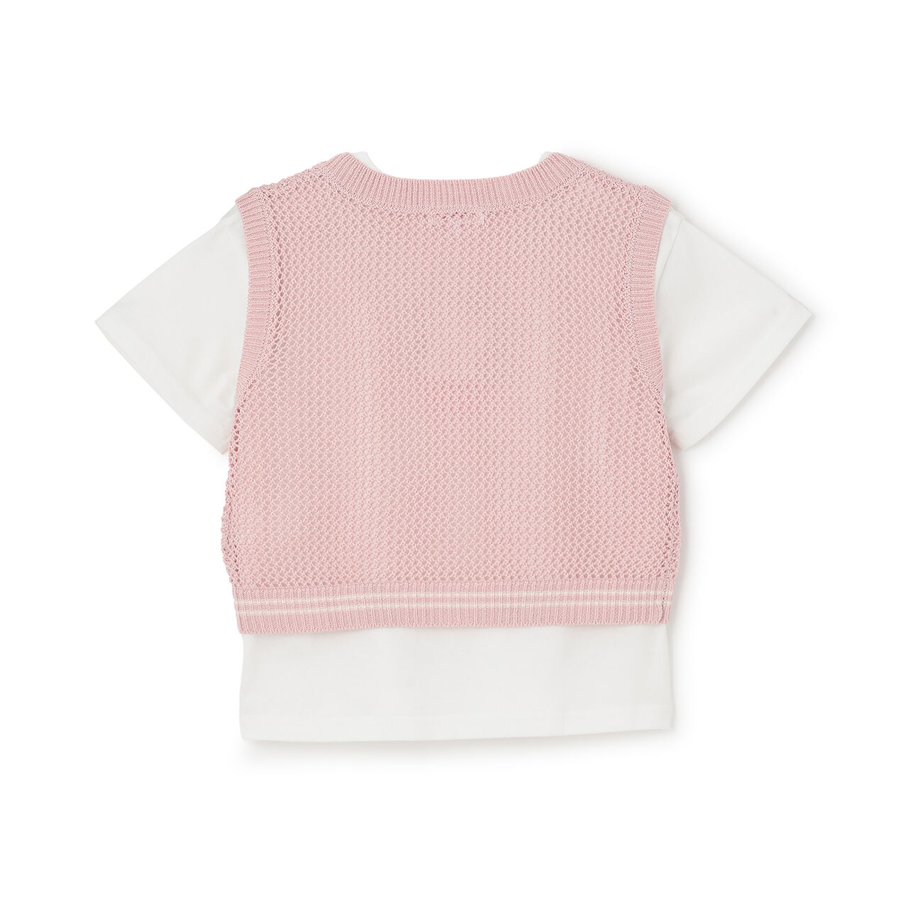 Washable Mesh Knit Vest + Short Sleeve T-Shirt,Sax blue, large image number 1