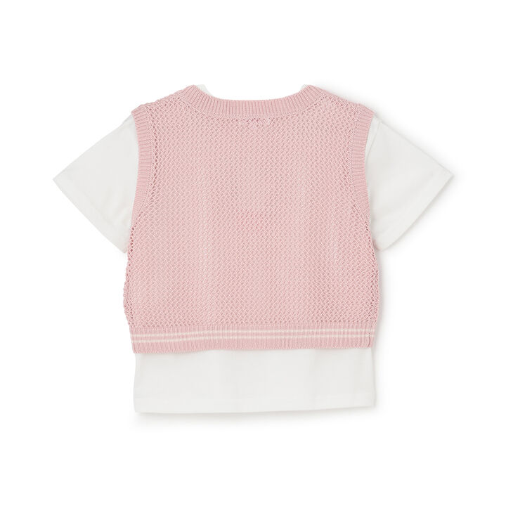 Washable Mesh Knit Vest + Short Sleeve T-Shirt,Sax blue, medium image number 1