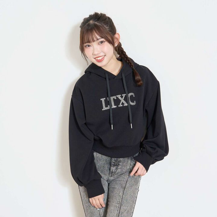 [LTXC] Shaggy Lined Black Cropped Parka,Off white, medium image number 3