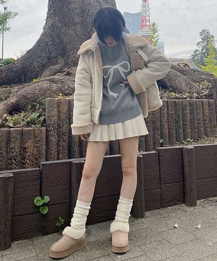 Mouton-Style Jacket,Ivory, medium image number 7