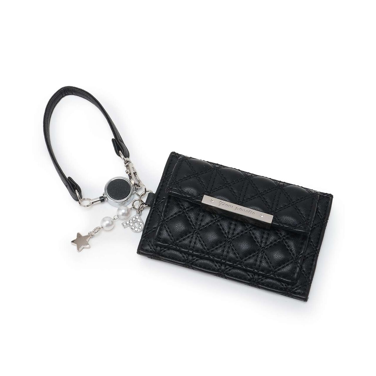 Quilted Design Multi Card Holder,Black, large image number 0