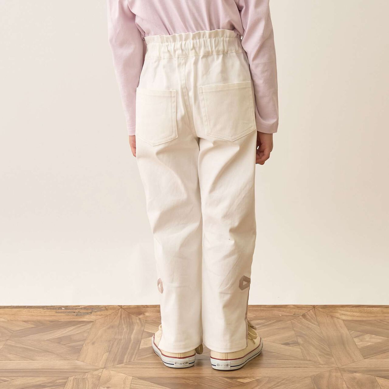 Decorative Ribbon Side Slit Stretch Pants,Ivory, large image number 21
