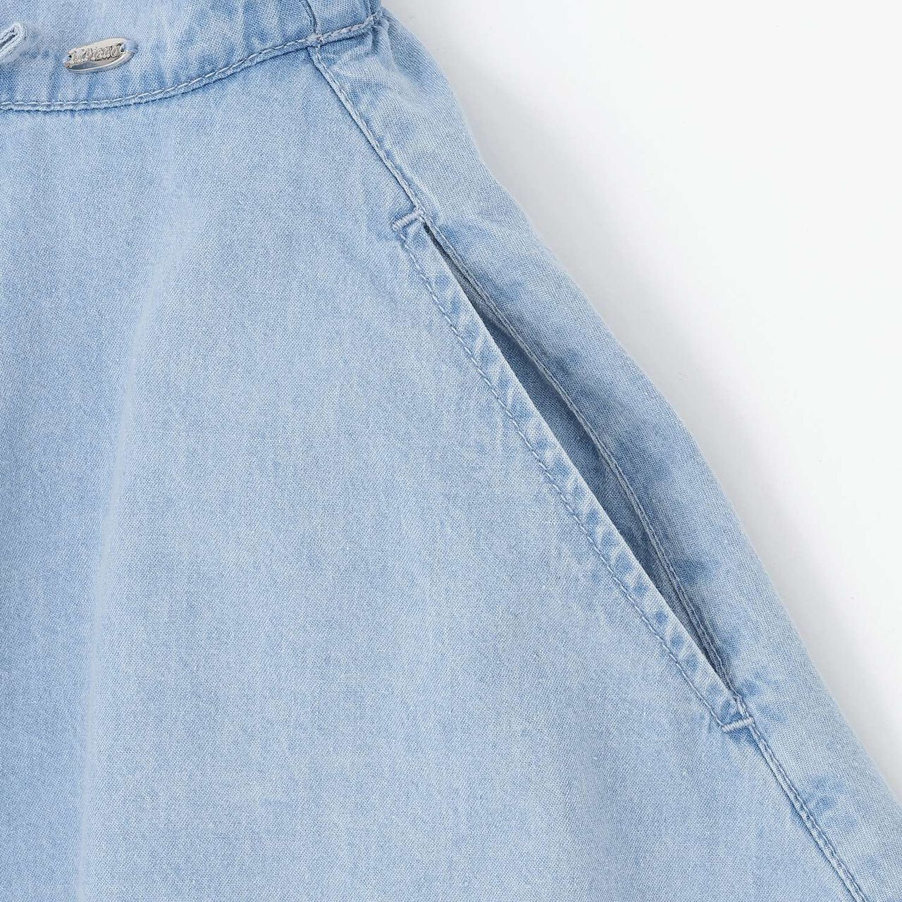 Assorted Material Irregular Hem Skirt with Shorts,Light blue, large image number 5