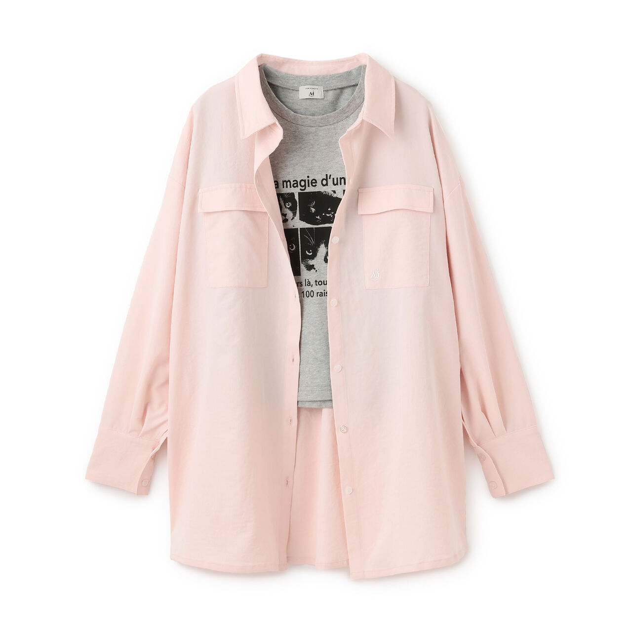 [AMI] Big Shirt × Compact T-Shirt Set,Light pink, large image number 0