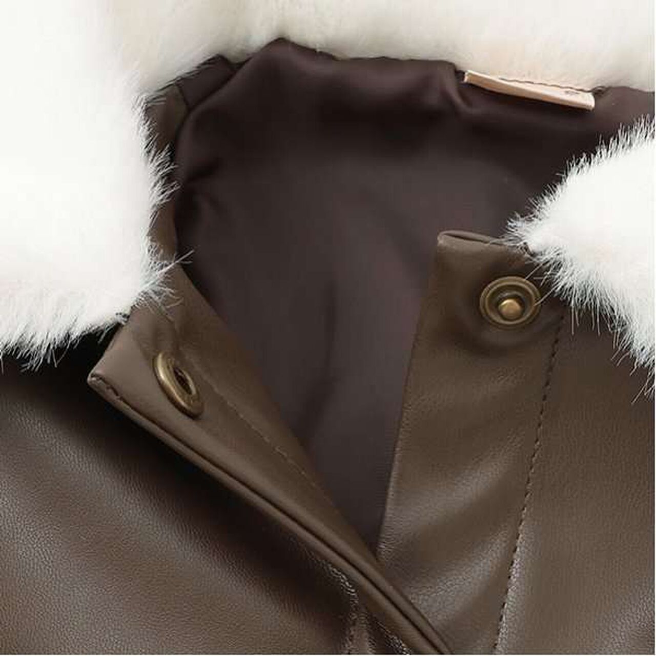 [Link] Faux Leather Jacket,Brown, large image number 12