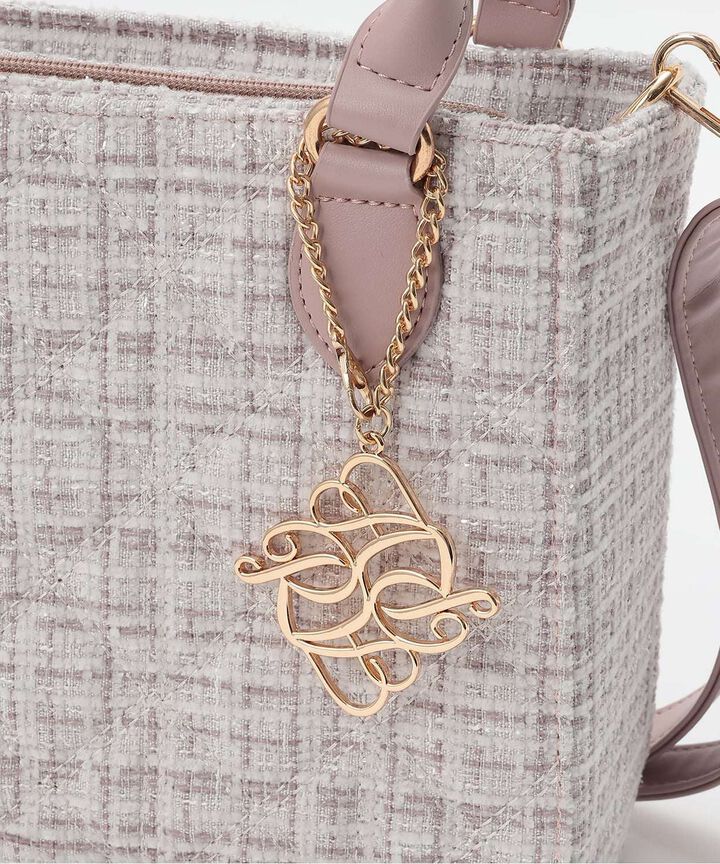 Tweed Charm Tote Bag,Ivory, medium image number 2