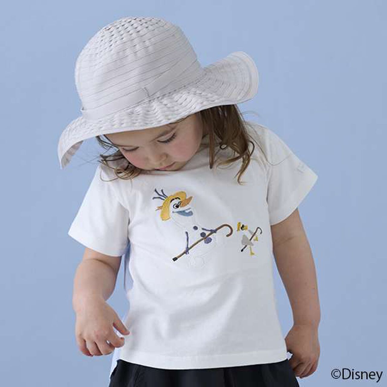 [Disney] Olaf Appliqué T-Shirt,Black, large image number 2