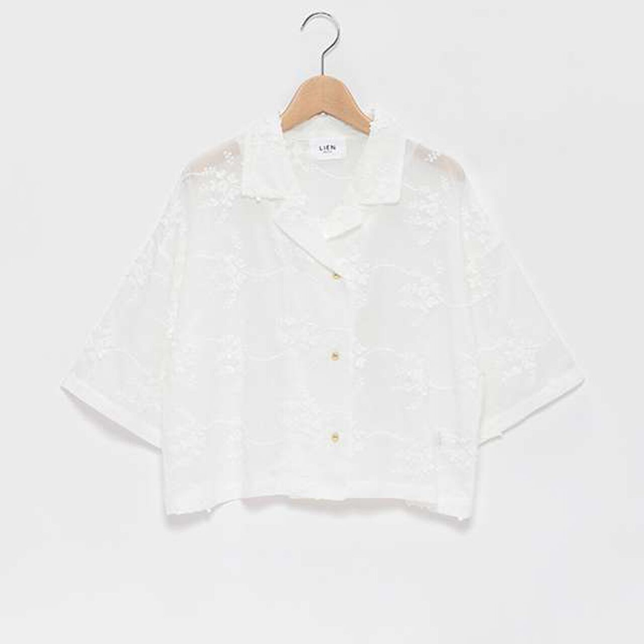 [LADIES] Floral Lace Shirt,Charcoal gray, large image number 7
