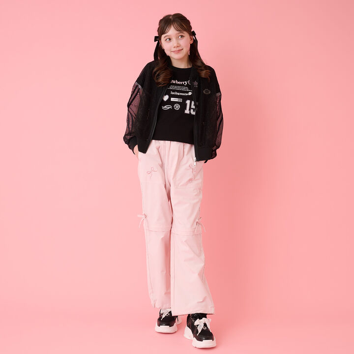 Lame Mesh Bomber Jacket,Off white, medium image number 10