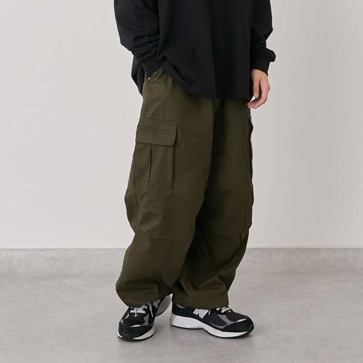 Cotton Twill Wide Cargo Pants,, medium