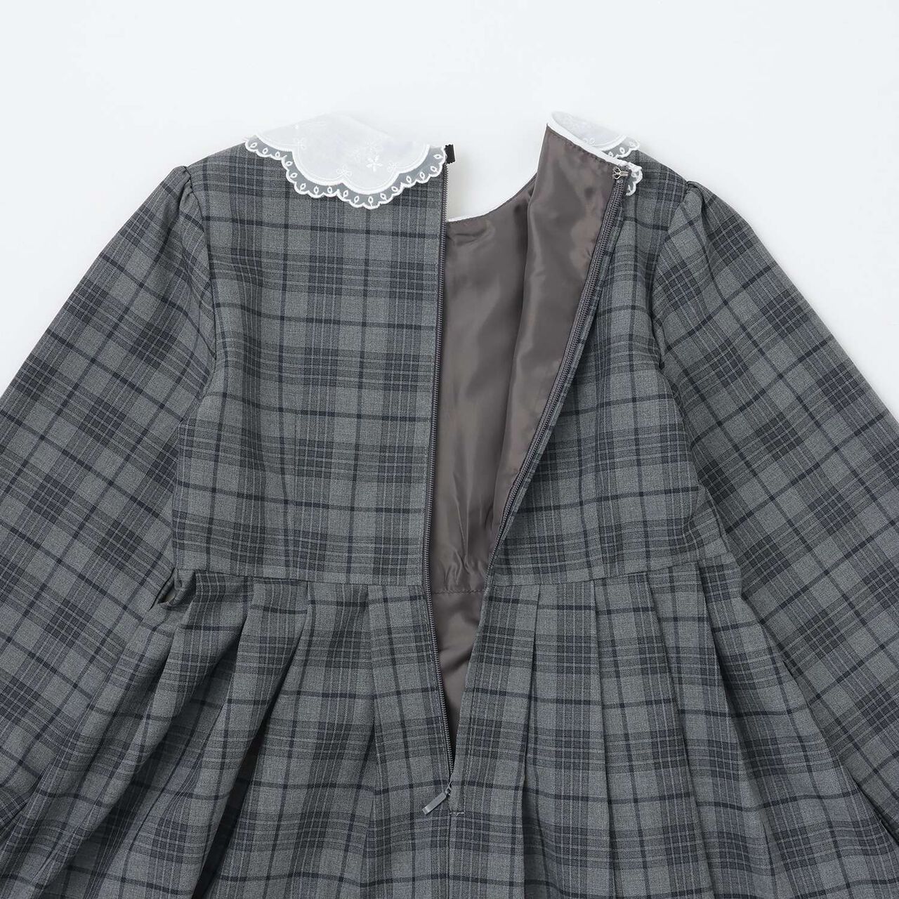 Cutwork Embroidery Collar One-Piece Dress,Navy, large image number 9