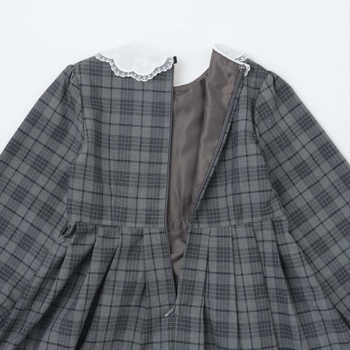 Cutwork Embroidery Collar One-Piece Dress,Navy, medium image number 9