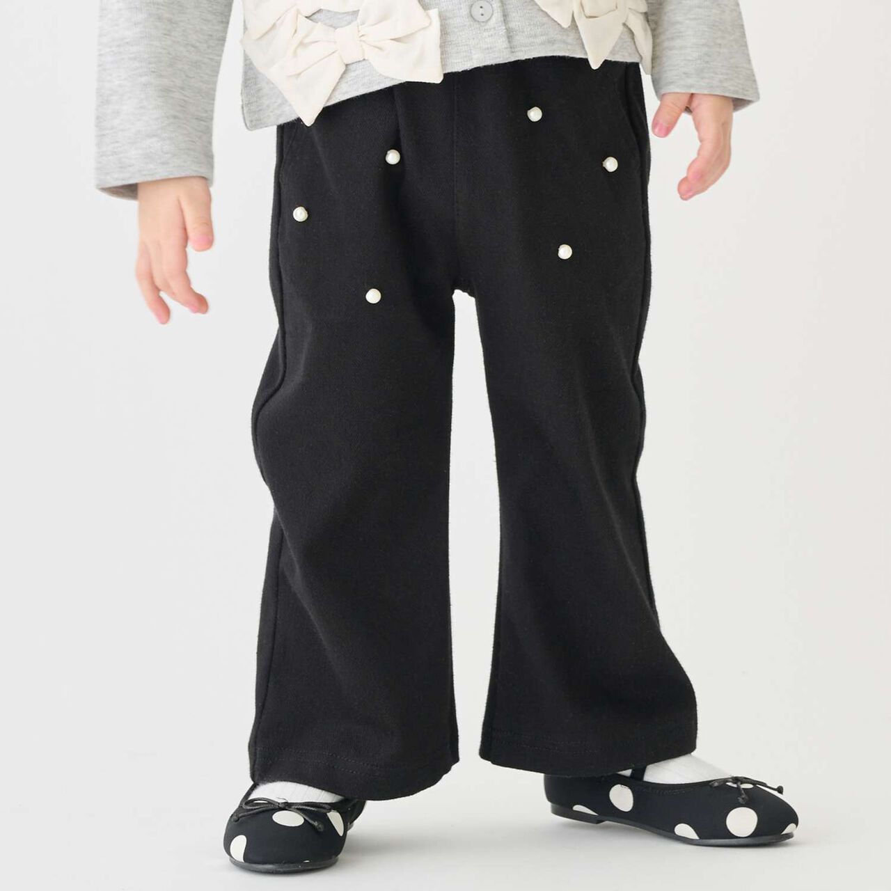 Pearl-Embellished Cut Pants,Blue, large image number 2