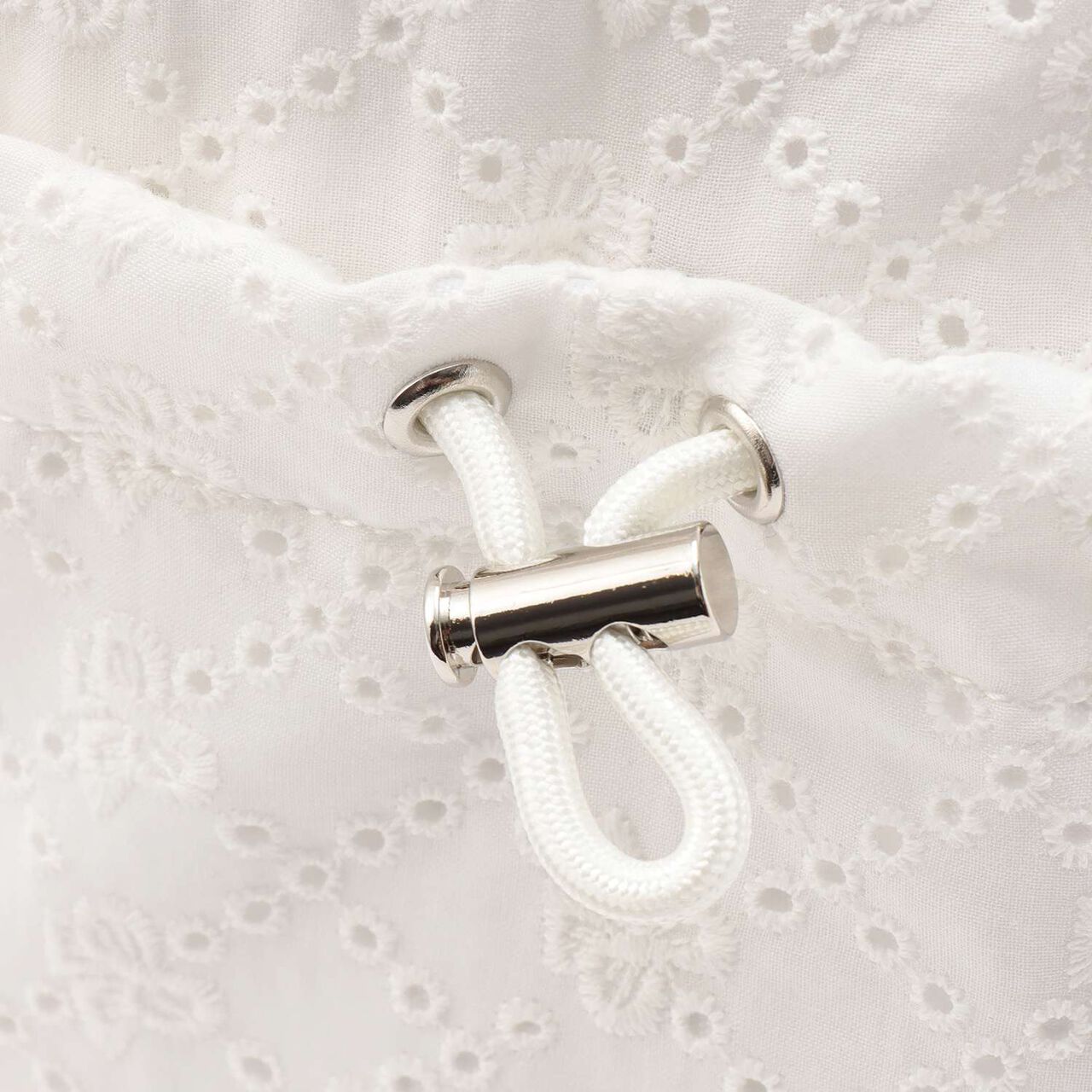 A4-Compatible Ribbon Pattern Lace Knapsack,Off white, large image number 4