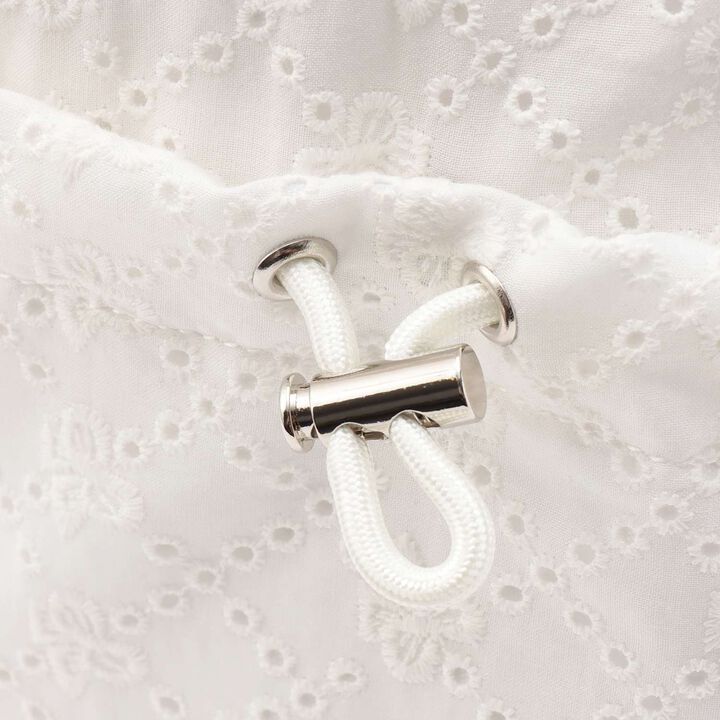 A4-Compatible Ribbon Pattern Lace Knapsack,Off white, medium image number 4