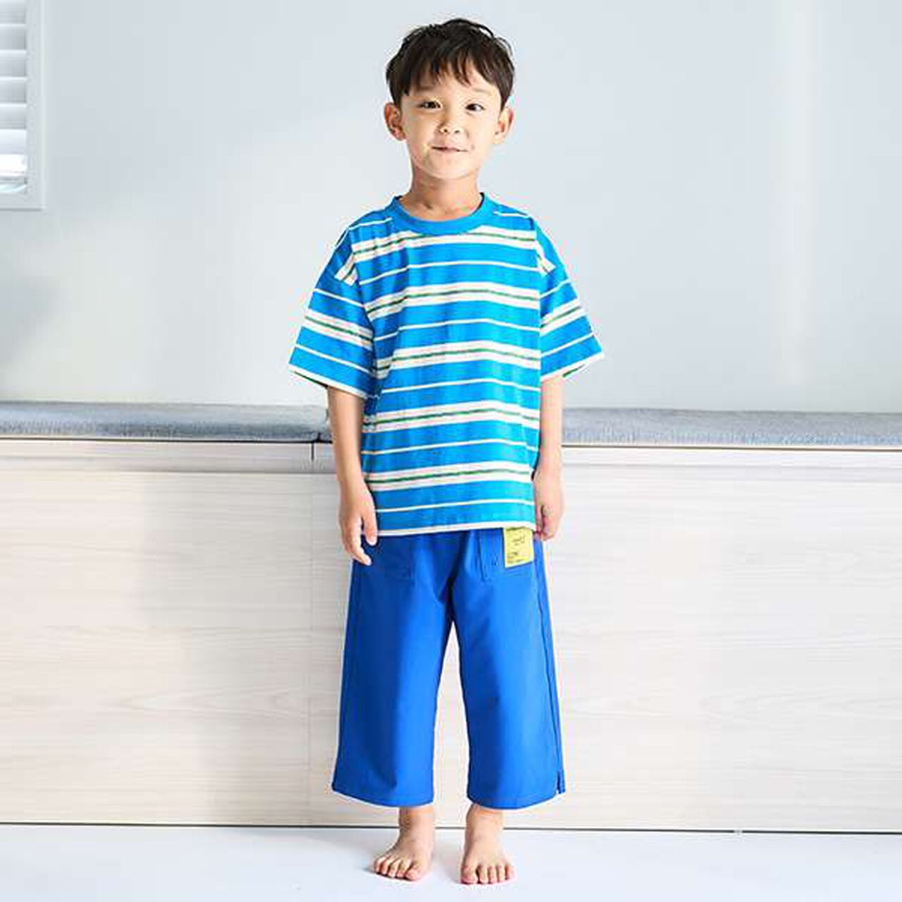 [100% Cotton 365D.] Assorted Stripe Wide Half T-Shirt,Emerald green, large image number 12