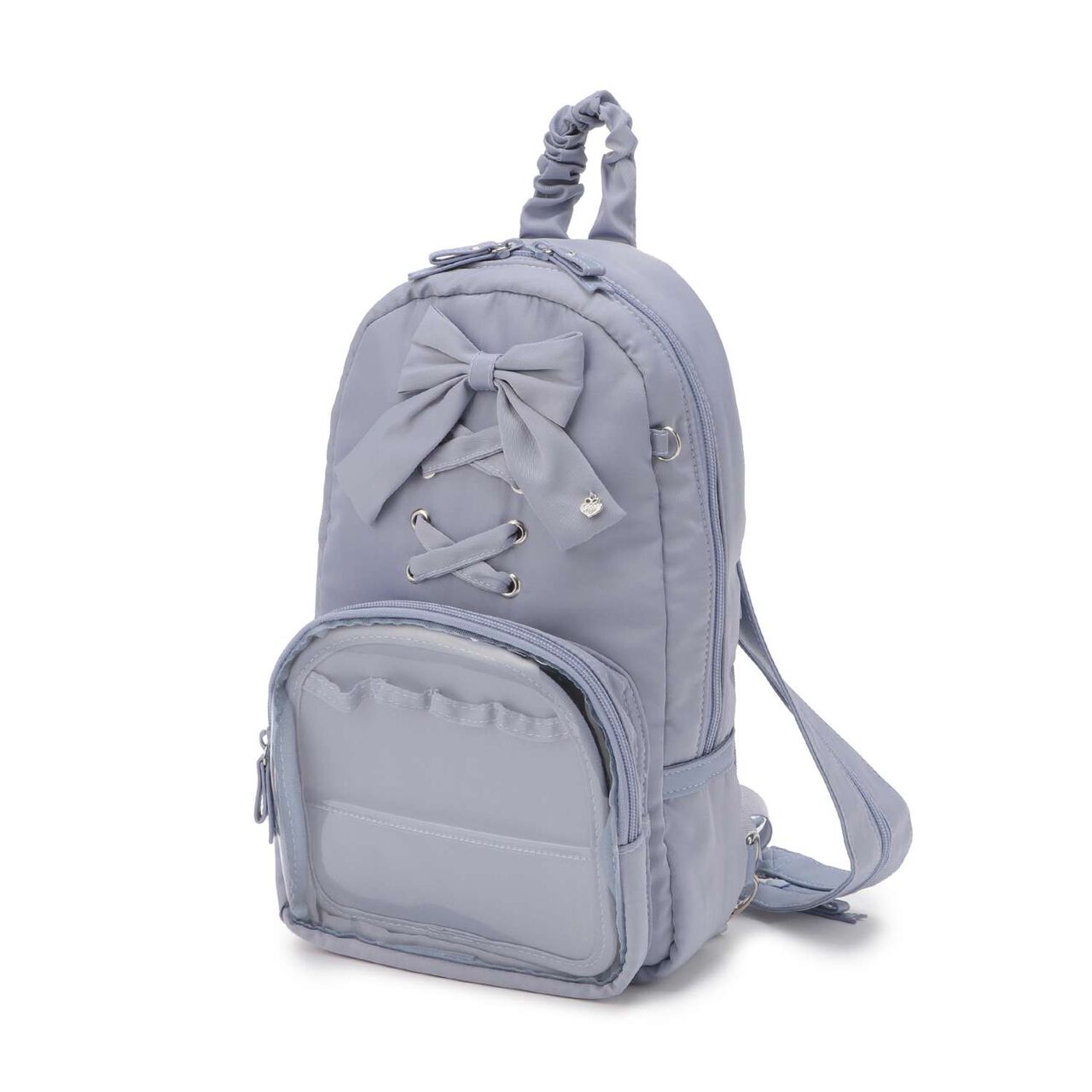 Lace-Up Ribbon Sling Bag,Black, large image number 7