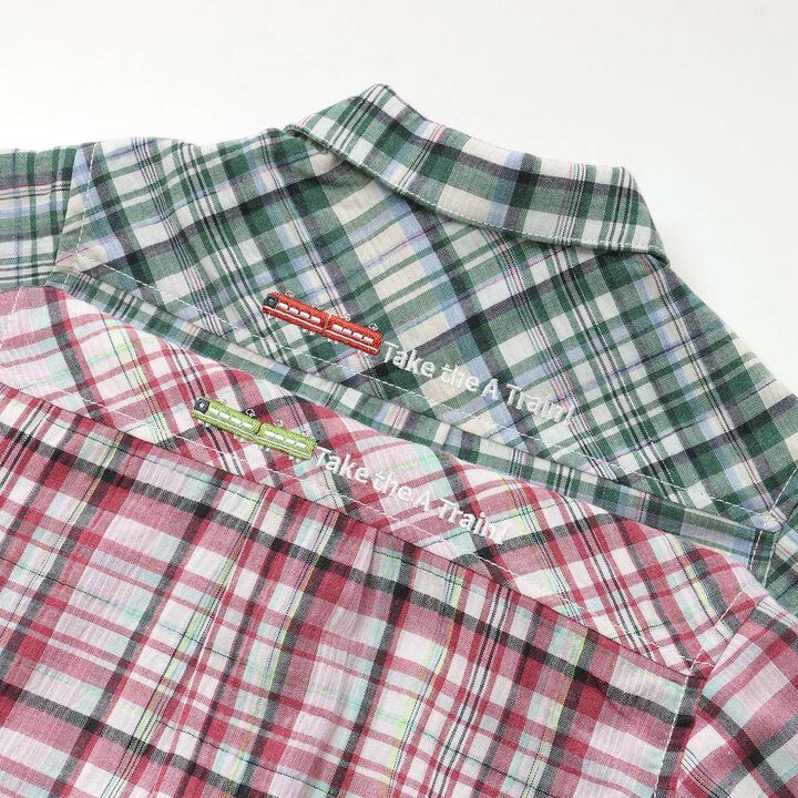 Train One-Point Checkered Short-Sleeve Shirt,Red, medium image number 6