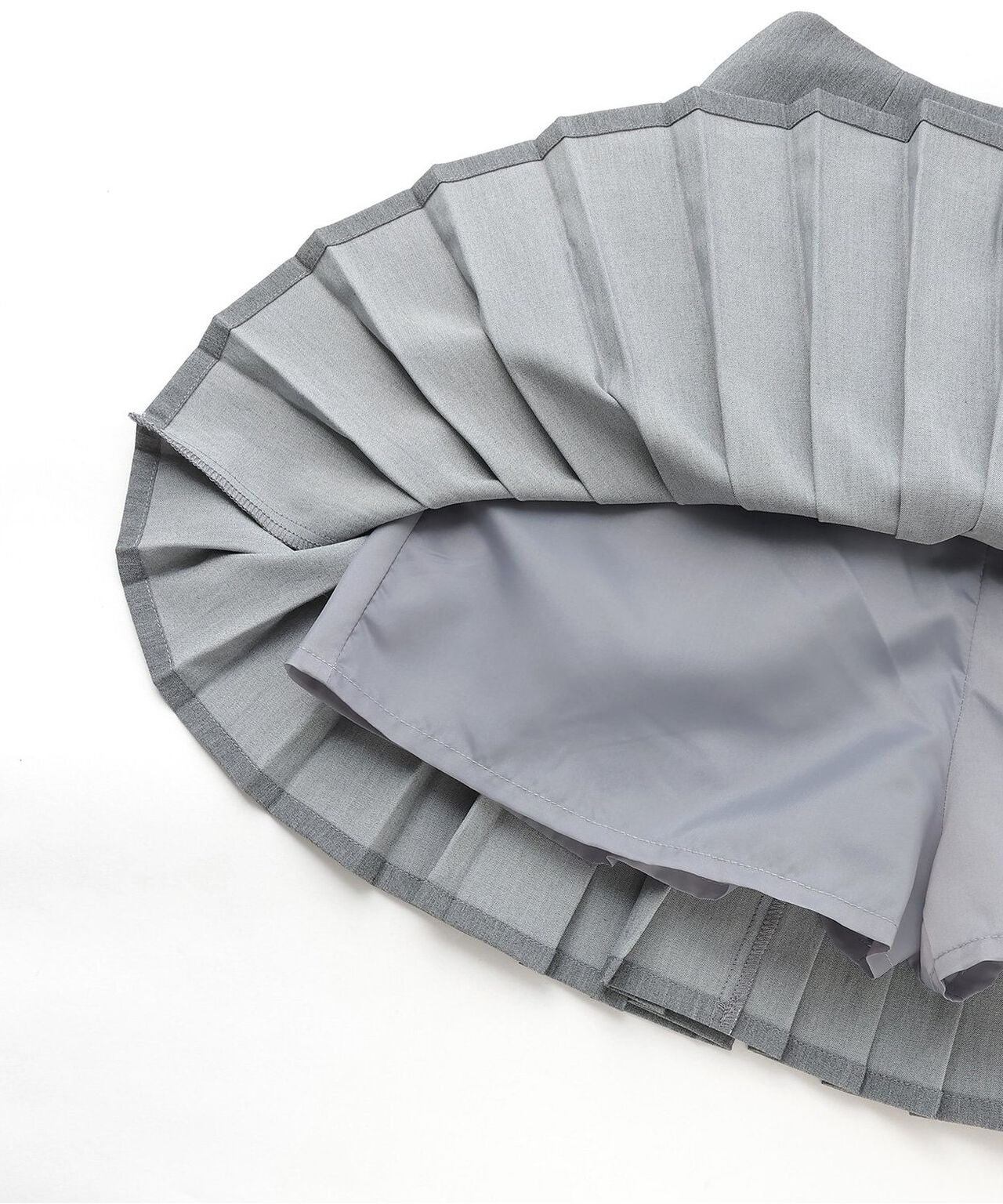 Logo Plate Pleated Skirt [Korean Fashion],Gray, large image number 11