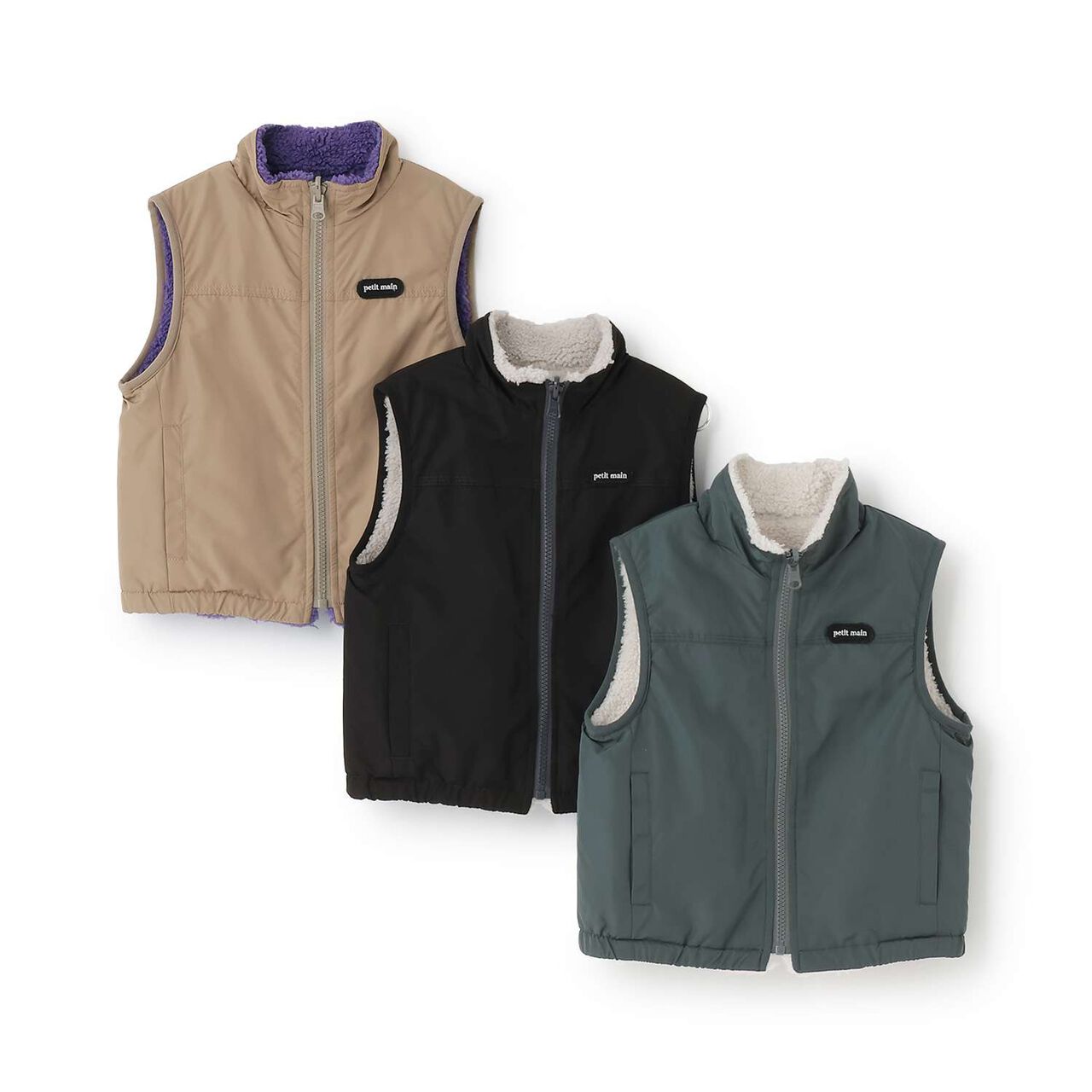 Plain Boa Reversible Vest,Light beige, large image number 20