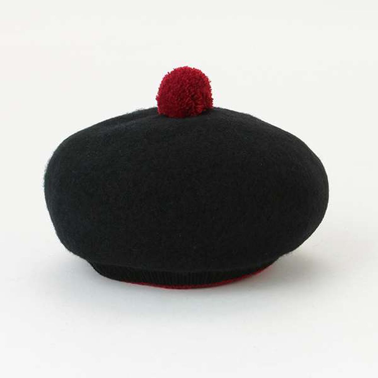 Pom-Pom Beret Hat,Black, large image number 1