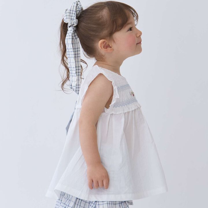 Link Strawberry Embroidery Shirred Tunic,Blue gray, medium image number 2