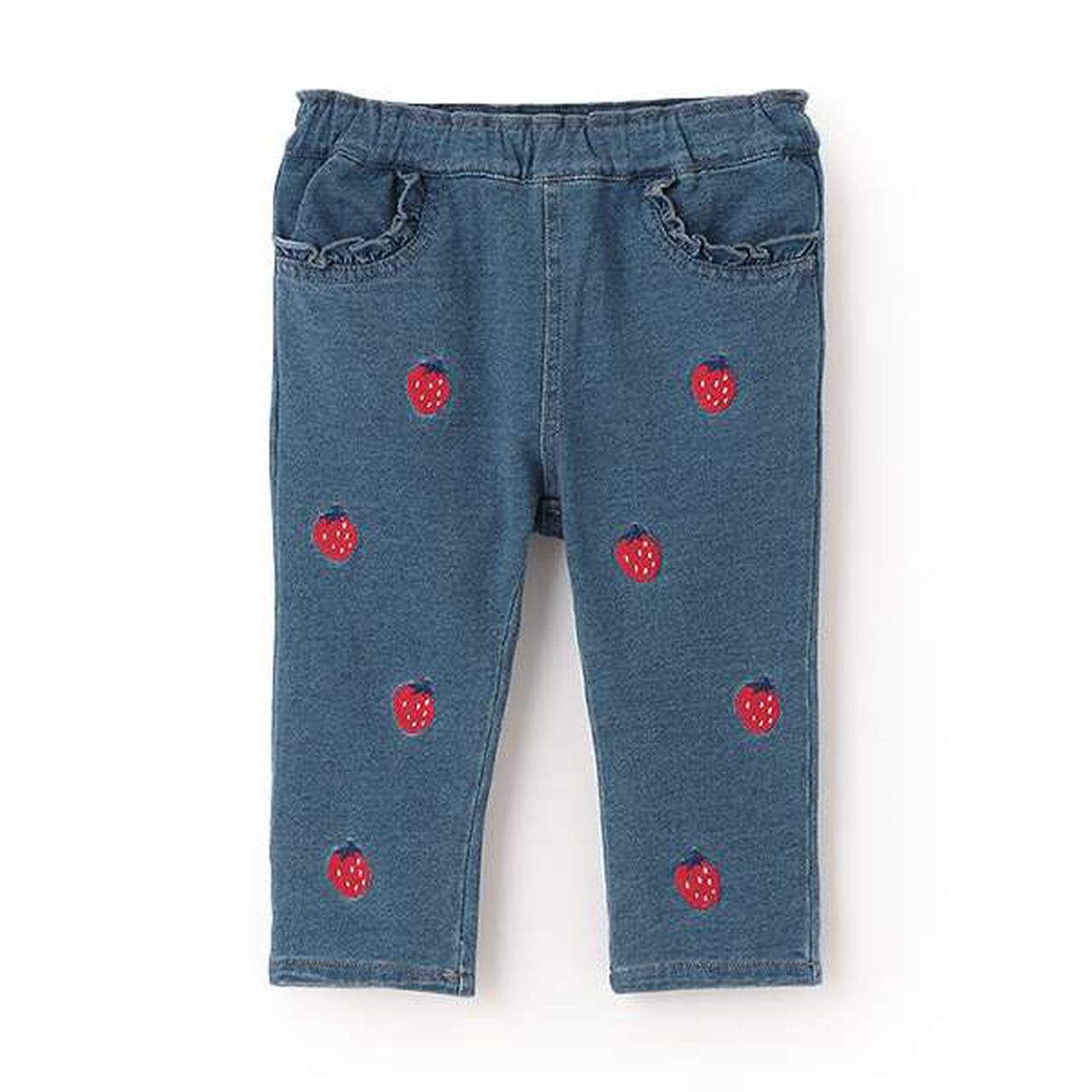 Strawberry Knit Denim Pants,Navy, large image number 8