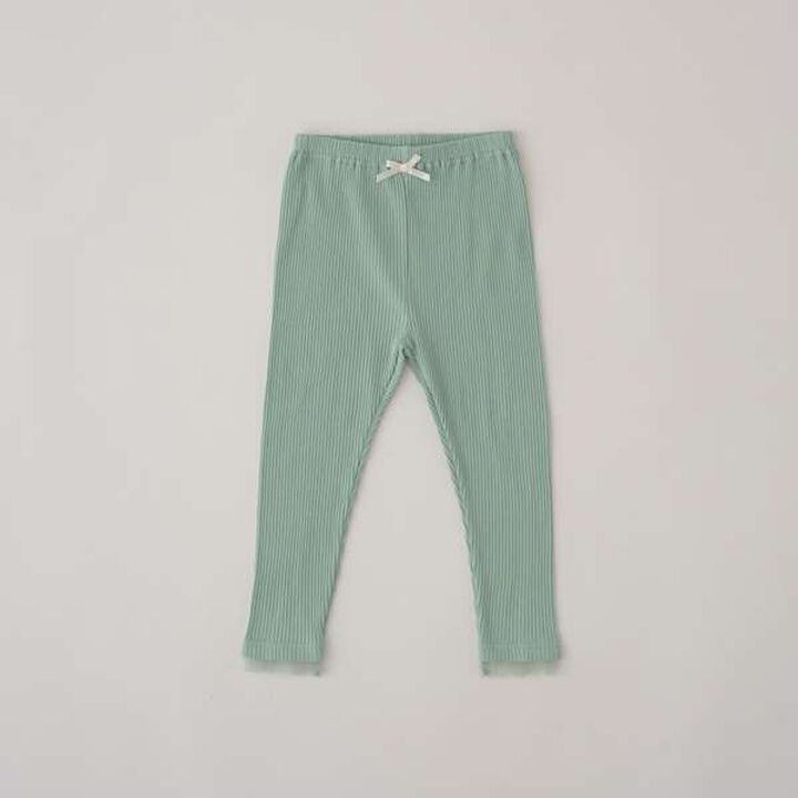 Tulle Frill Hem 3/4 Leggings,Pink, medium image number 12