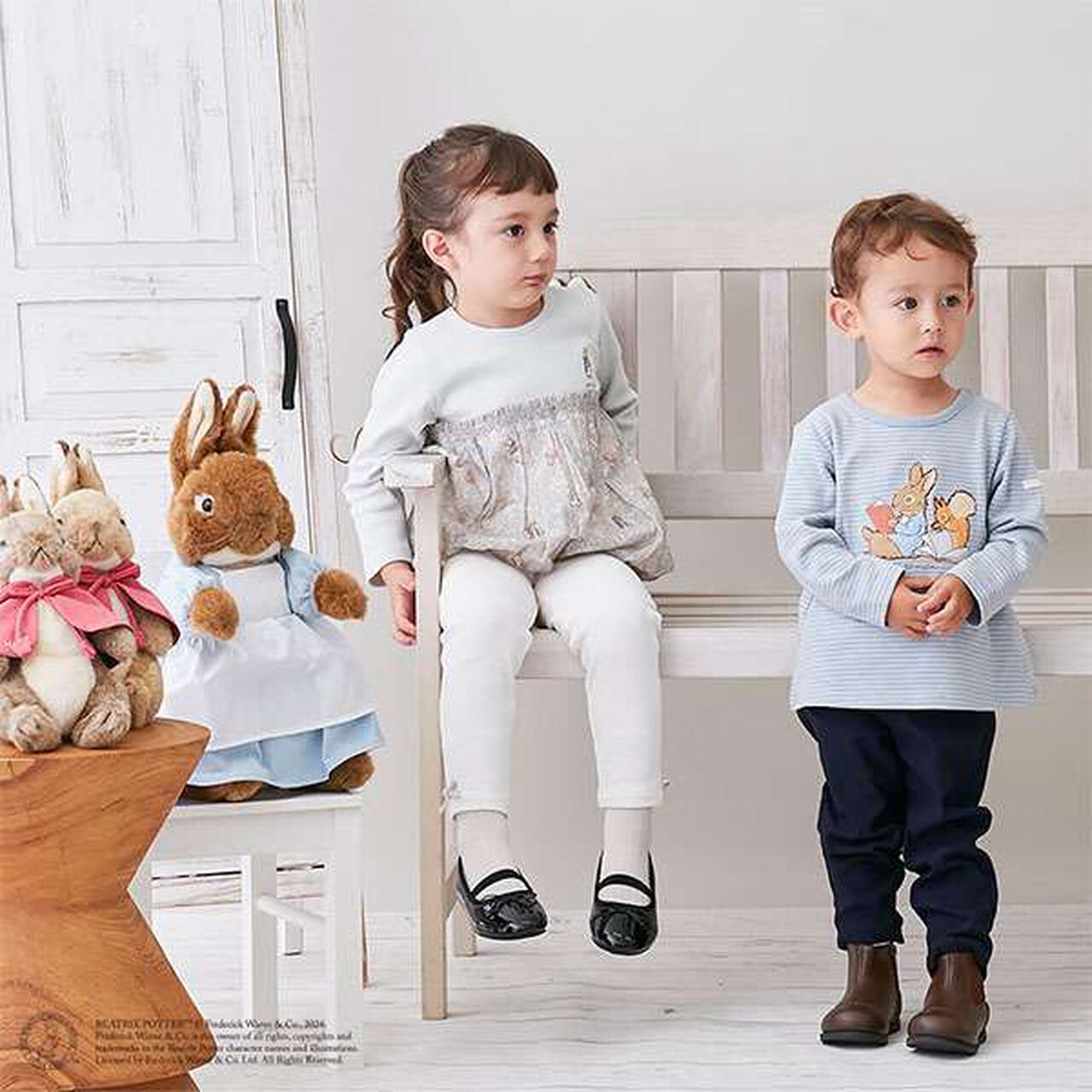 Peter Rabbit Floral Long Sleeve T-Shirt,Ivory, large image number 1