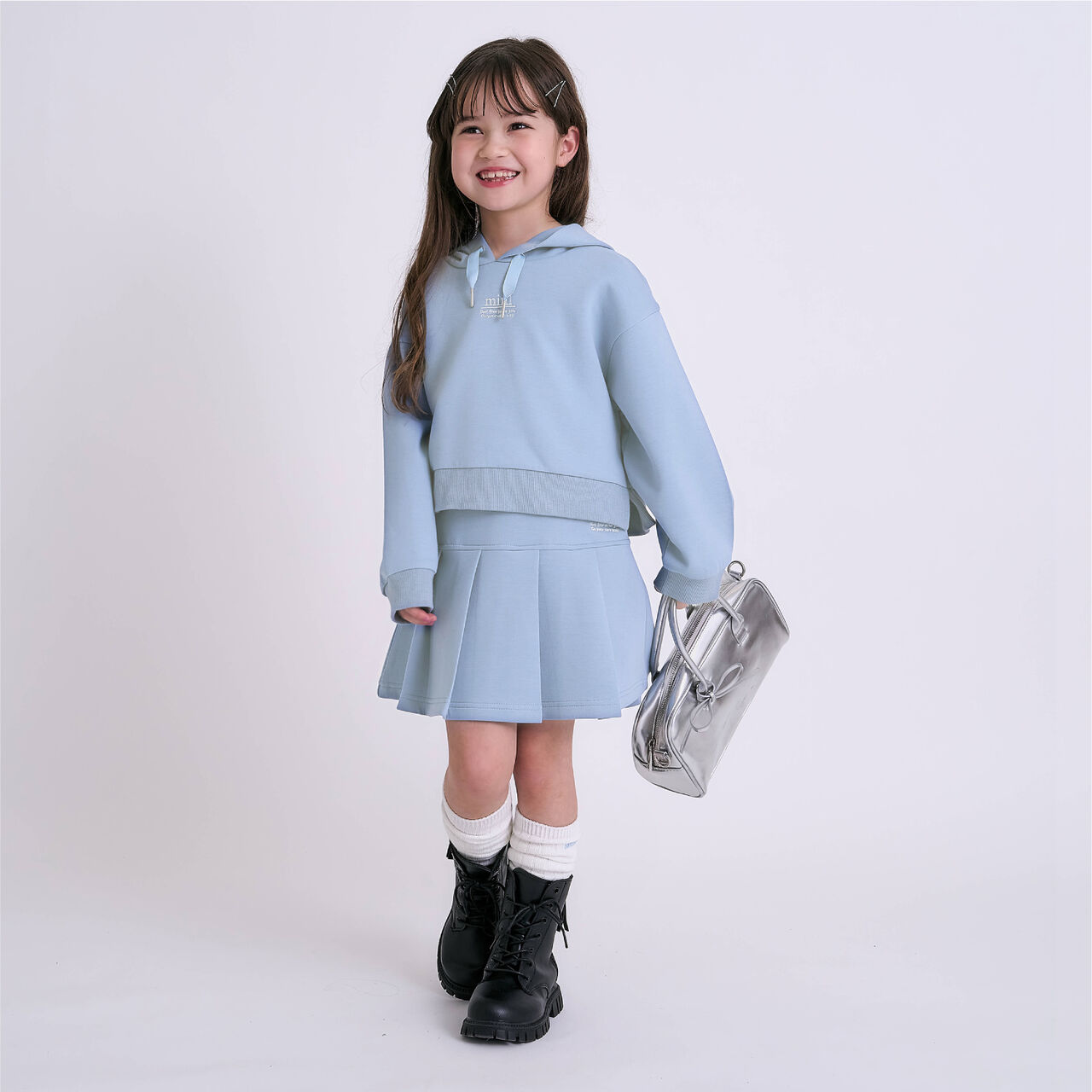 Anti-Stain Puffed Sweatshirt Hoodie / Cardboard,Sax blue, large image number 9