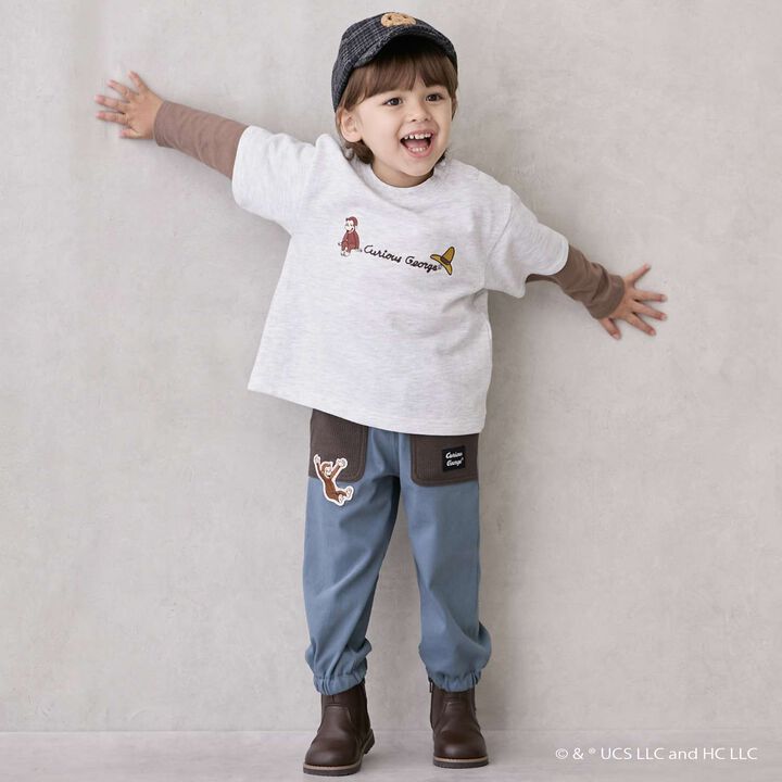 Curious George Layered Long-Sleeve Sweatshirt,Charcoal gray, medium image number 4