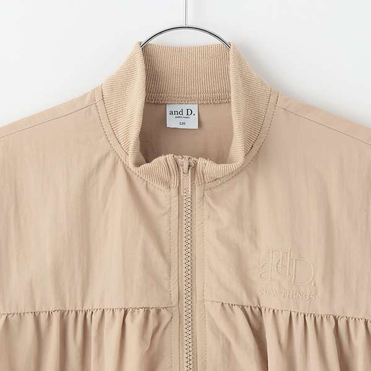 Light Gathered Bomber Jacket,Beige, large image number 8