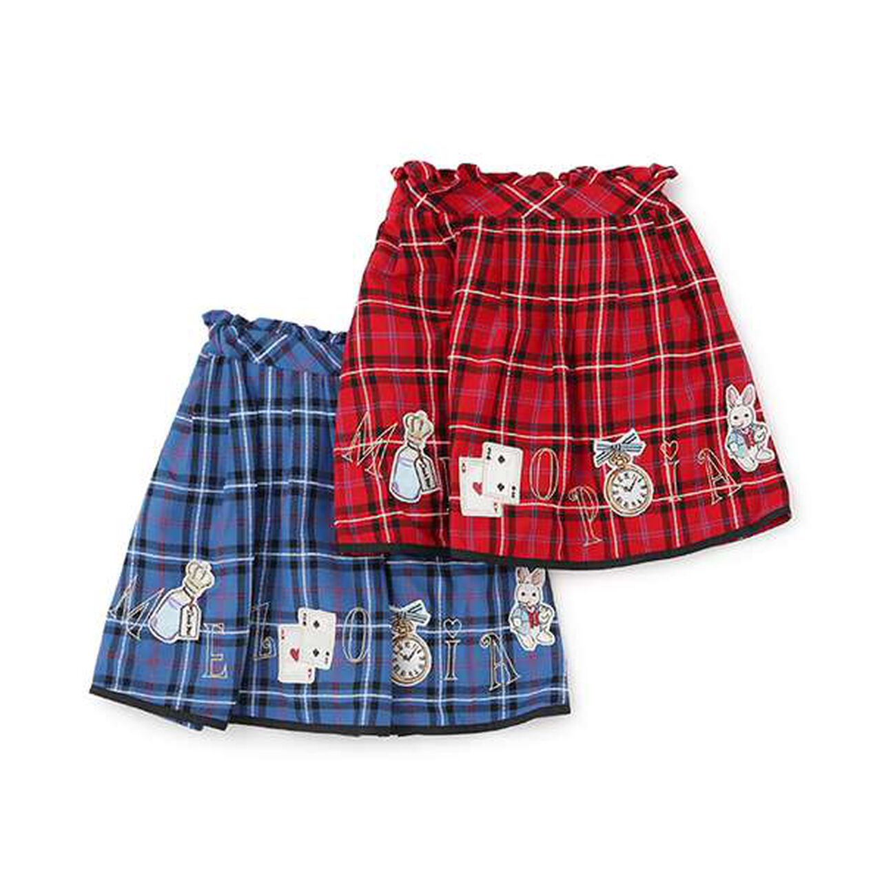 Alice Motif Check Skirt,Red, large image number 3