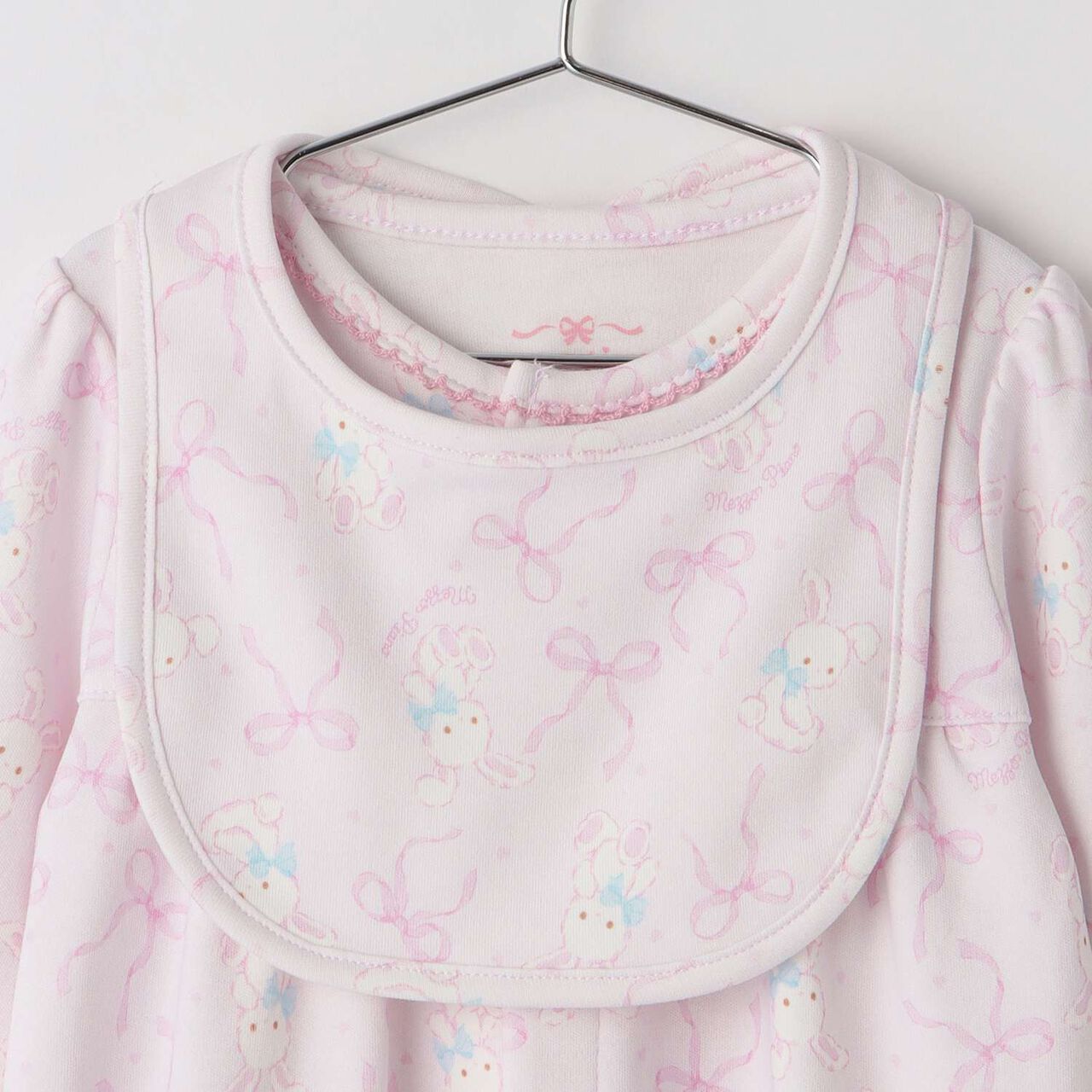 [Box Included] Rabbit Ribbon Pattern 2WAY All-in-One & Bib Set,Off white, large image number 6