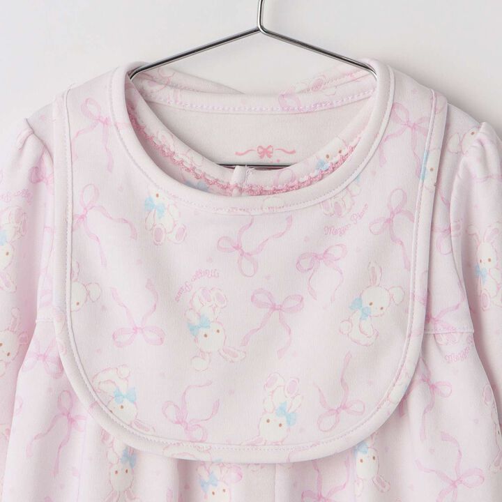 [Box Included] Rabbit Ribbon Pattern 2WAY All-in-One & Bib Set,Off white, medium image number 6