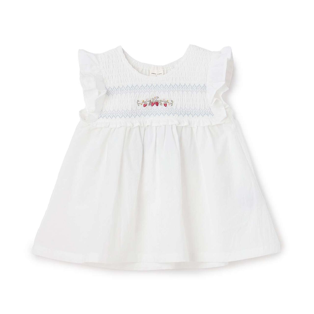 Link Strawberry Embroidery Shirred Tunic,Blue gray, large image number 7