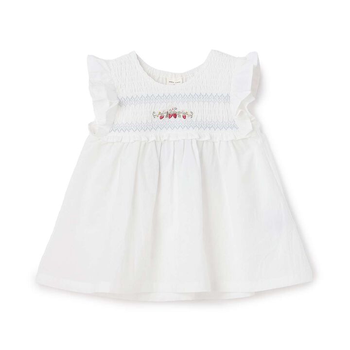 Link Strawberry Embroidery Shirred Tunic,Blue gray, medium image number 7